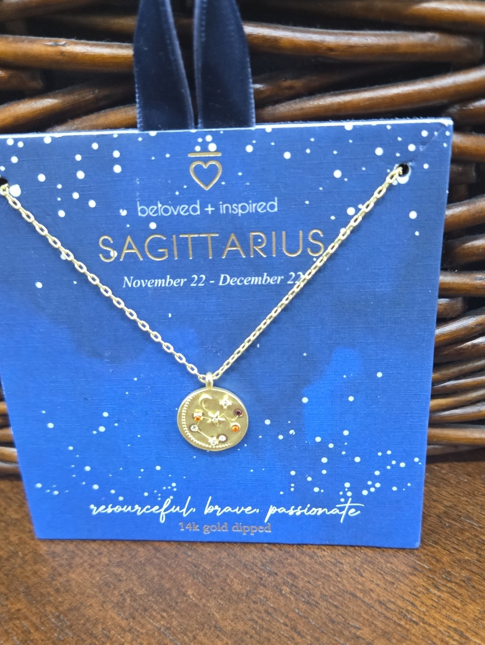 Beloved + Inspired Sagittarius Gold Zodiac Necklace